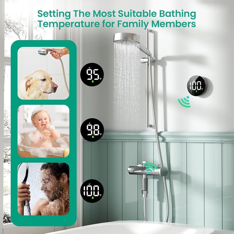 Long River MX08 Wireless Shower Temperature Monitor, Shower Thermometer for Heads & Systems | Hydro-Powered Sensor, IPX7 Waterproof Adjustable Display | Real-Time Tracking, Christmas Gifts - Image 3